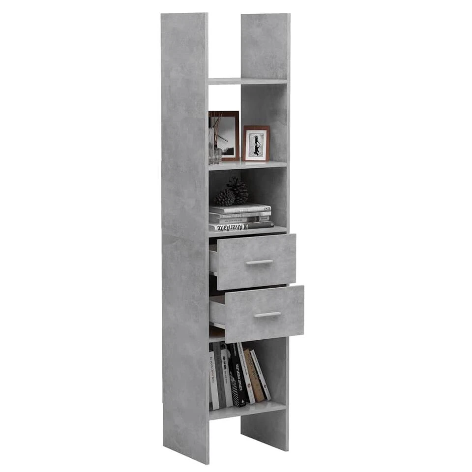 VidaXL Boekenkast 40x35x180 Cm Spaanplaat Betongrijs - Afbeelding 4