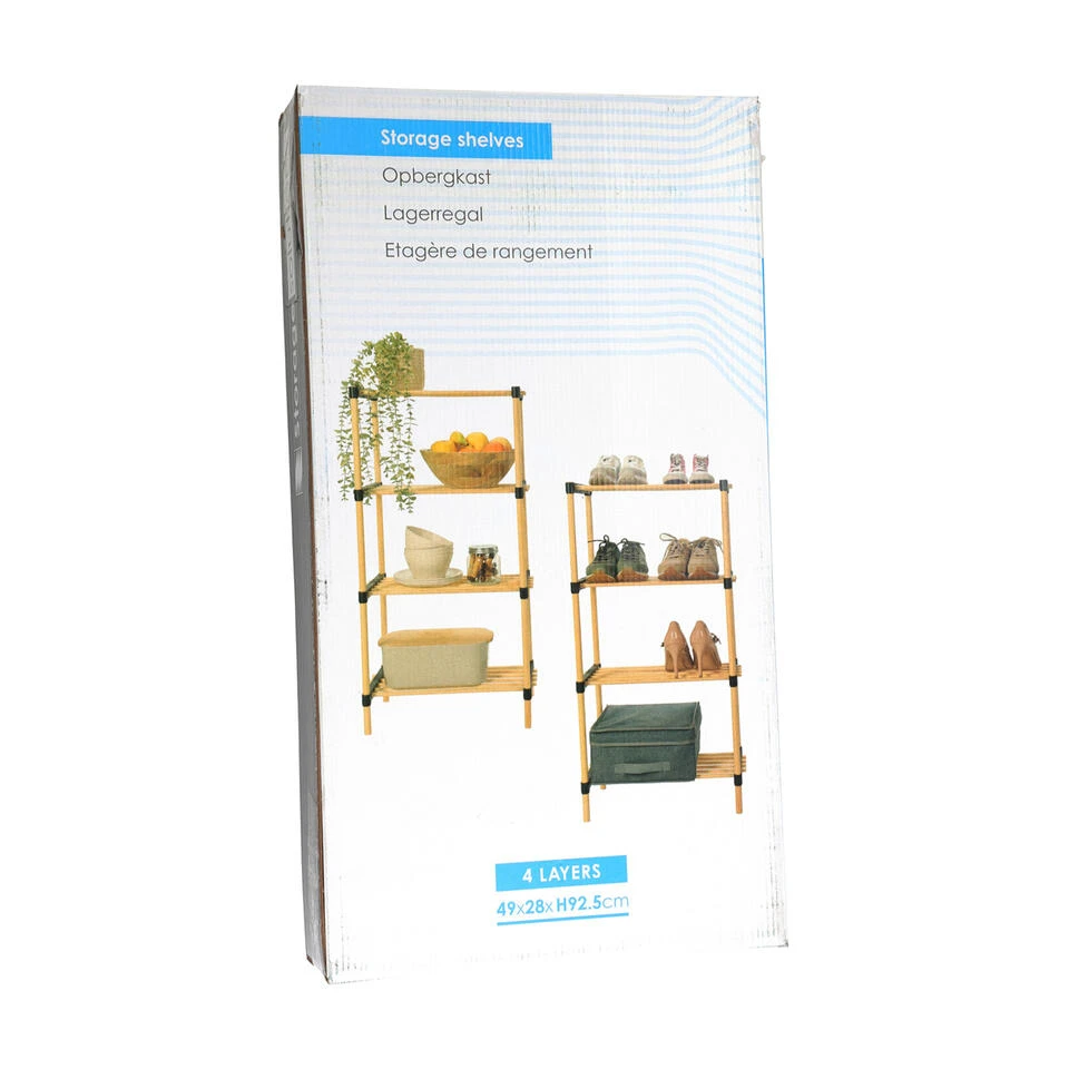 H&S Collection Schoenenrek - Schoenenkast - 4-laags - Dennenhout - 49x28x93 Cm - Afbeelding 2