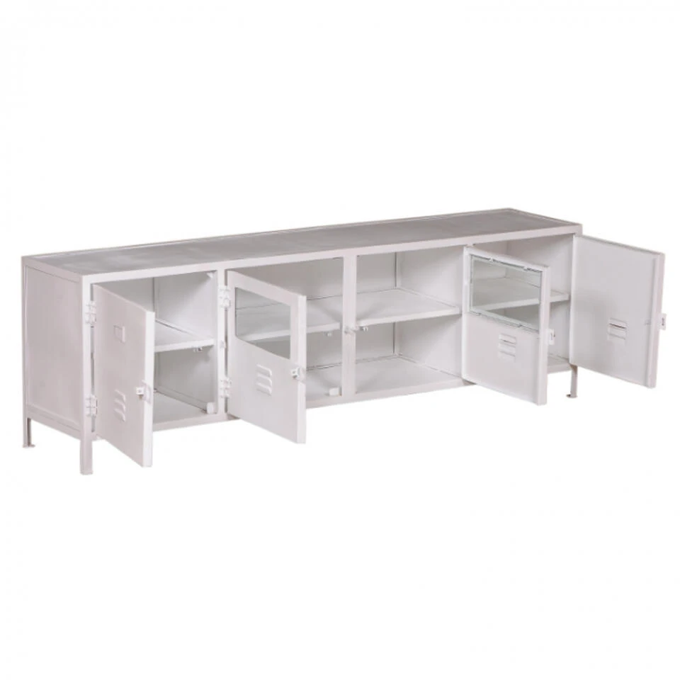 Giga Meubel Tv-Meubel Wit - 190x40x60 - Metaal - Locker Vintage Glas - Afbeelding 3