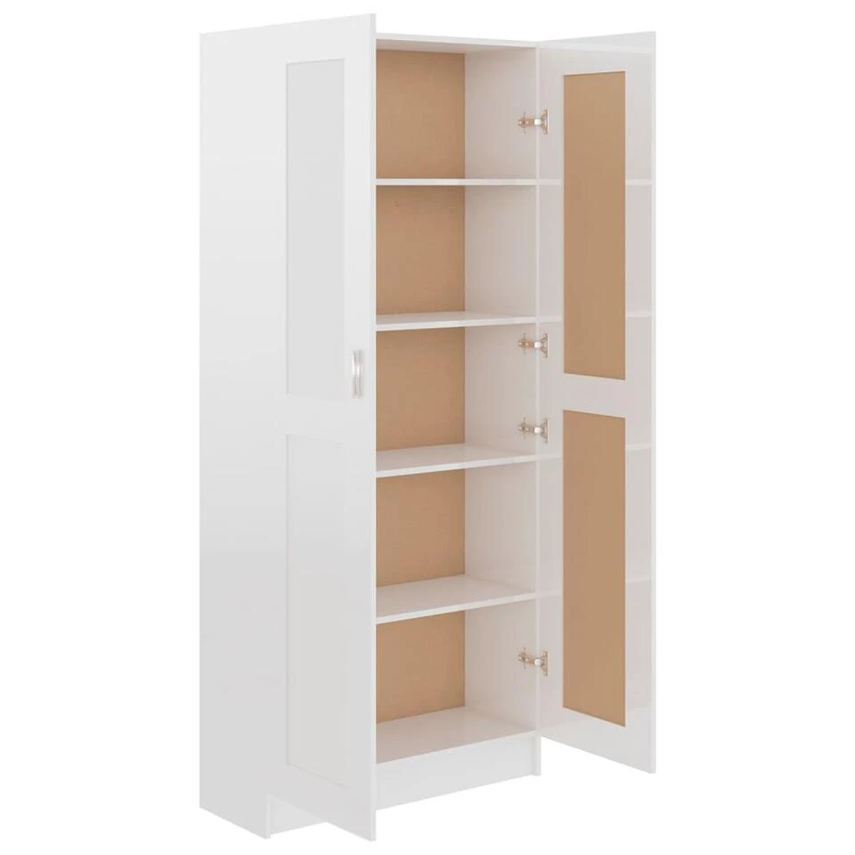 VidaXL Boekenkast 82,5x30,5x185,5 Cm Spaanplaat Hoogglans Wit - Afbeelding 4