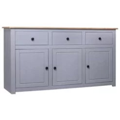 VidaXL Dressoir Panama Range 135x40x80 Cm Massief Grenenhout Grijs