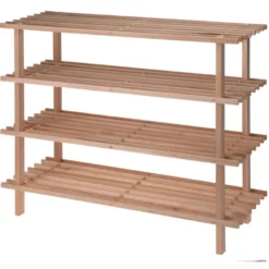 Merkloos Schoenenrek - Hout - 4-laags - 77 X 26 X 65 Cm