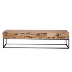 Hoyz - TV-meubel Mill - 180cm - Bruin - Acaciahout - 3 Lades