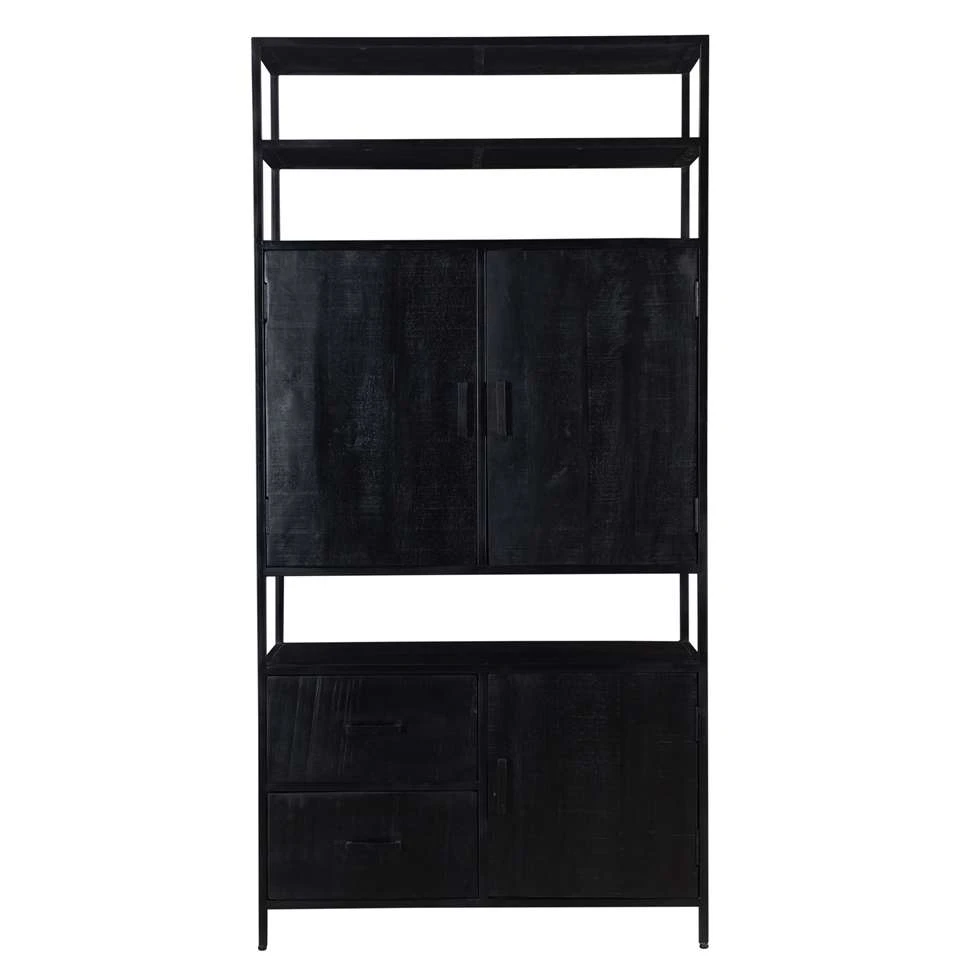 Livingfurn - Kabinetkast Kala Open - 40x100x200 - Mangohout En Gecoat Staal - Afbeelding 2