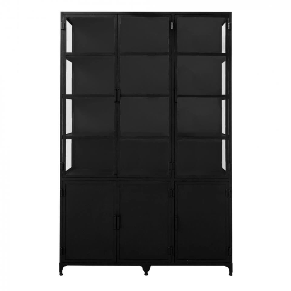 Vitrinekast Met Glas - Metaal - 50x150x230cm - Vitrinekast Lott Zwart - Giga