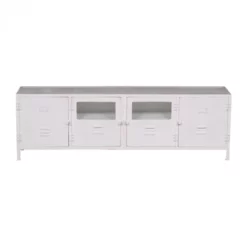 Giga Meubel Tv-Meubel Wit - 190x40x60 - Metaal - Locker Vintage Glas