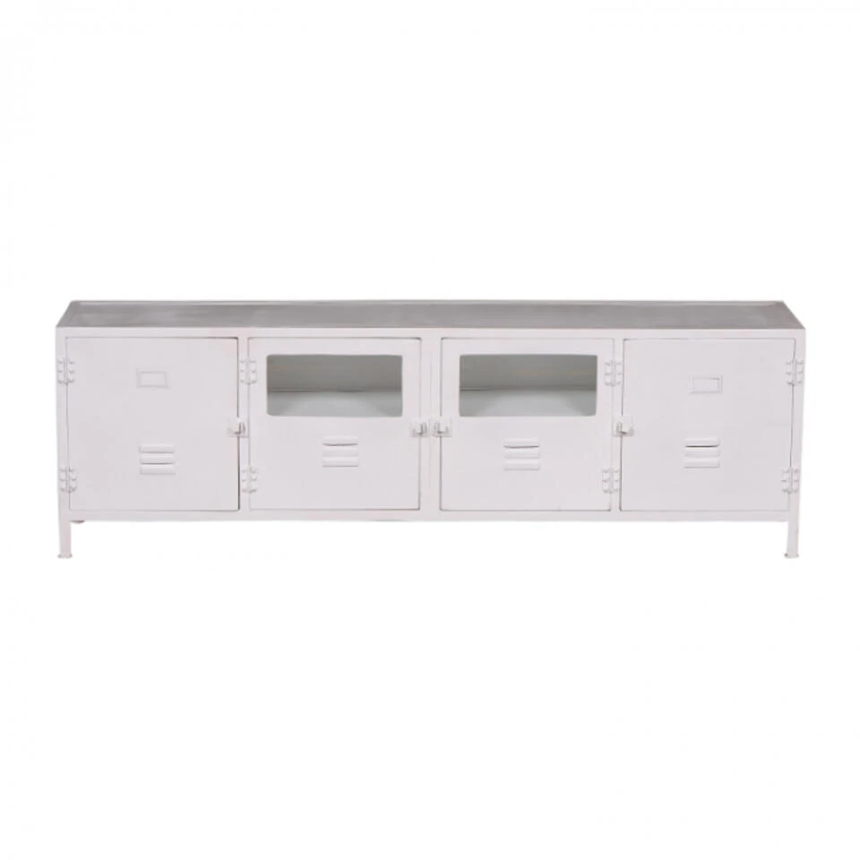 Giga Meubel Tv-Meubel Wit - 190x40x60 - Metaal - Locker Vintage Glas
