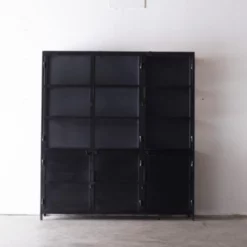 Giga Meubel Vitrinekast Zwart Metaal - 6-deurs - Glas/Metaal - Lotte