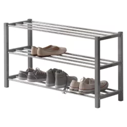 ACAZA Schoenen Rekje, Tot 12 Paar Sneakers Of Schoenen, Metaal, Grijs