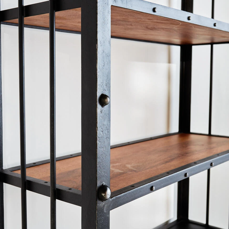 Industriële Wandkast Chase 180x100 Cm - 35x100x180 Cm - Mangohout - Bruin - Afbeelding 4
