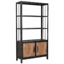 Industriële Wandkast Chase 180x100 Cm - 35x100x180 Cm - Mangohout - Bruin