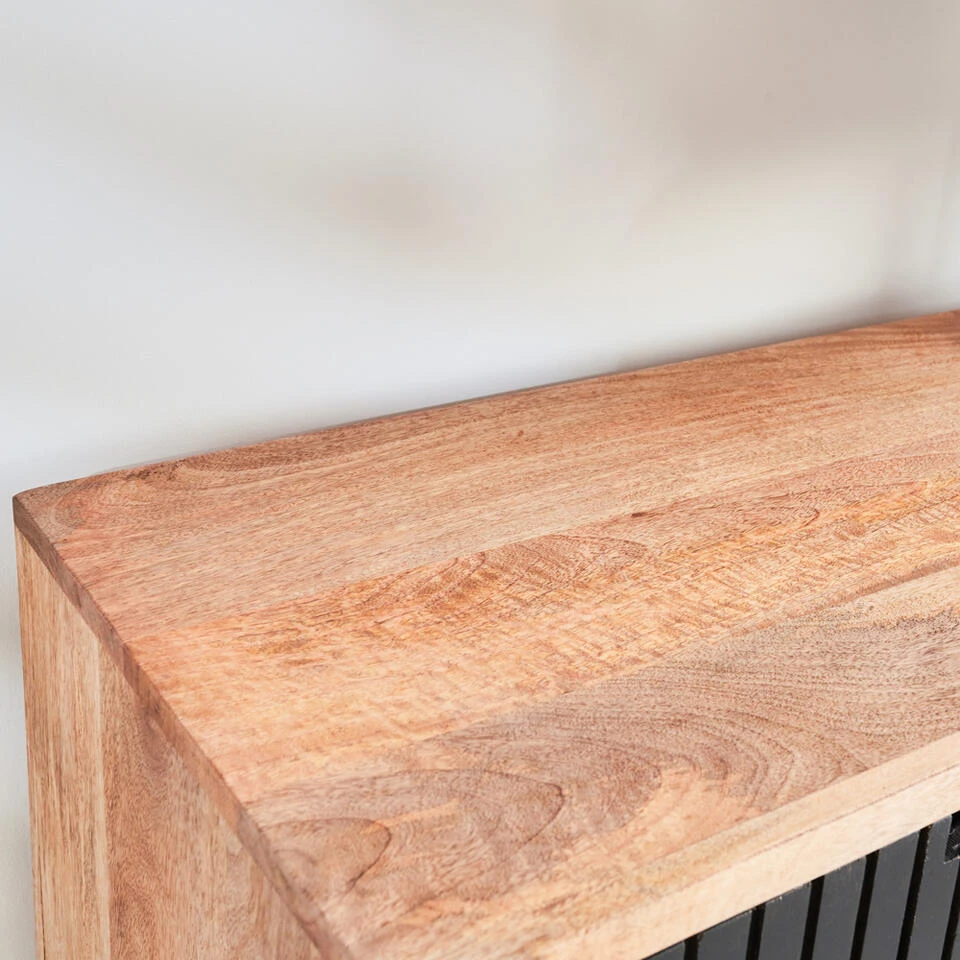 Industrieel TV-meubel Felix 3-deurs Zwart Mangohout 40x125x55 Cm Mangohout - Afbeelding 4