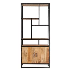 Industriële Boekenkast Legacy - 35x84x188 Cm - Mangohout - Bruin