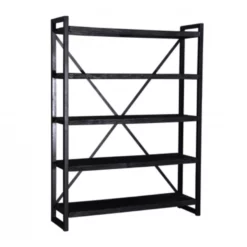 Giga Meubel Boekenkast Zwart - Gerecycled Hout - IJzer - 150x40x200
