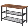 ACAZA Schoenenrek In Hout En Metaal, Vintage, 8 Paar Schoenen, Zwart / Bruin