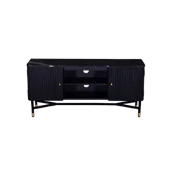 Giga Meubel Tv Meubel Zwart Met Marmer - Japandi Style - 130x40x60cm