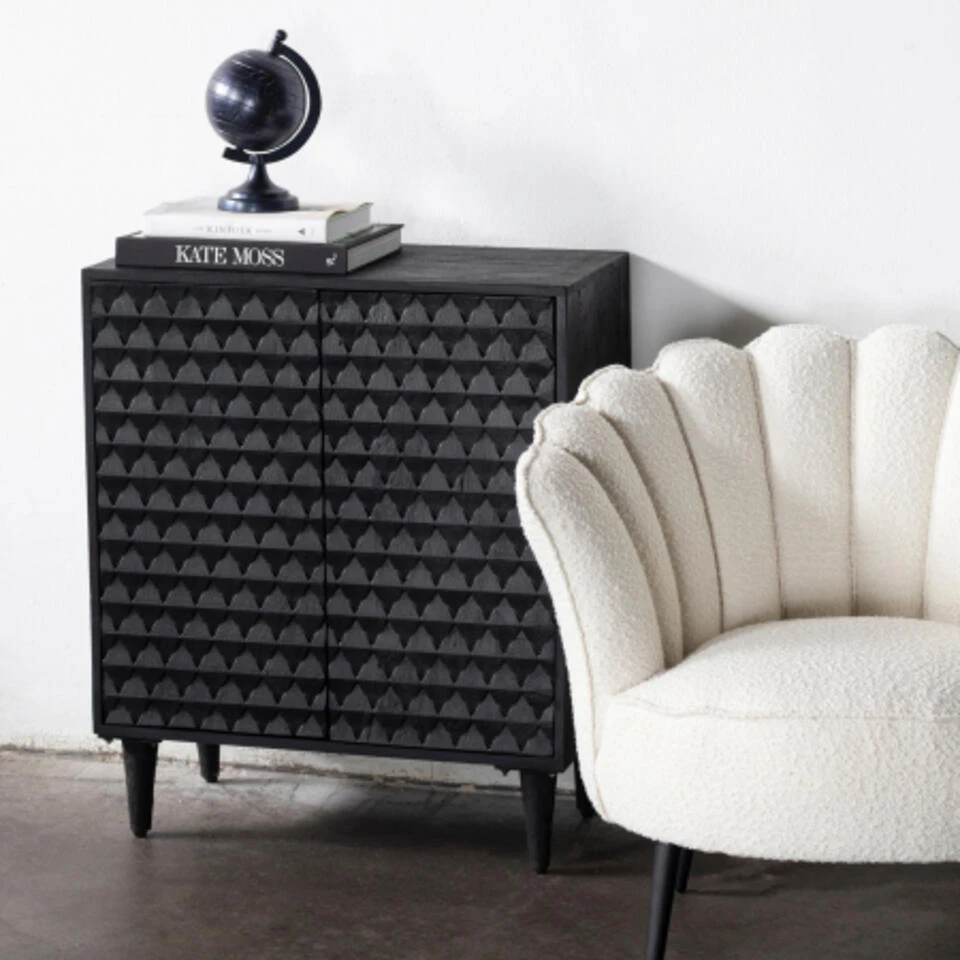 Giga Meubel Dressoir Zwart Mangohout - 73x38x85cm - Louis - Afbeelding 2