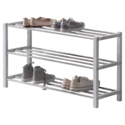 ACAZA Schoenenrek Voor 12 Paar Schoenen, 3 Niveaus, Gebroken Wit, Grijs