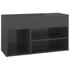 VidaXL Schoenenbank 80x30x45 Cm Spaanplaat Hoogglans Grijs