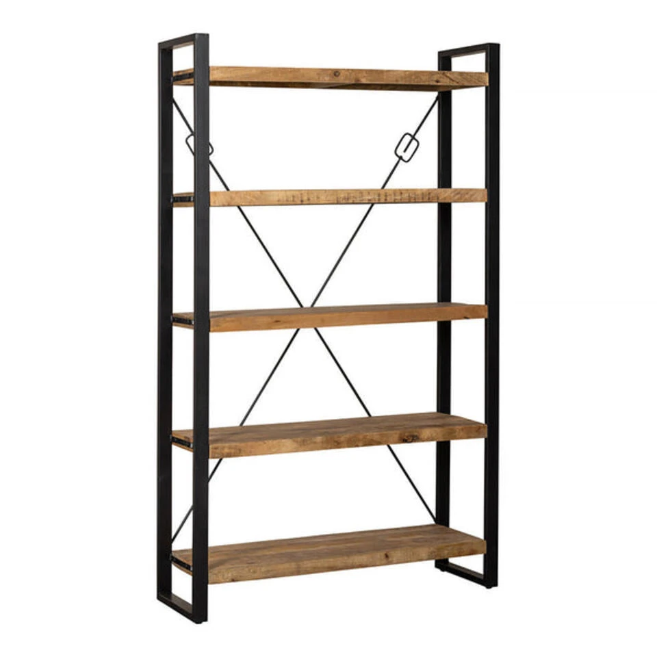 Boekenkast Minneapolis 120cm - Mangohout - Bruin - Rechthoekig