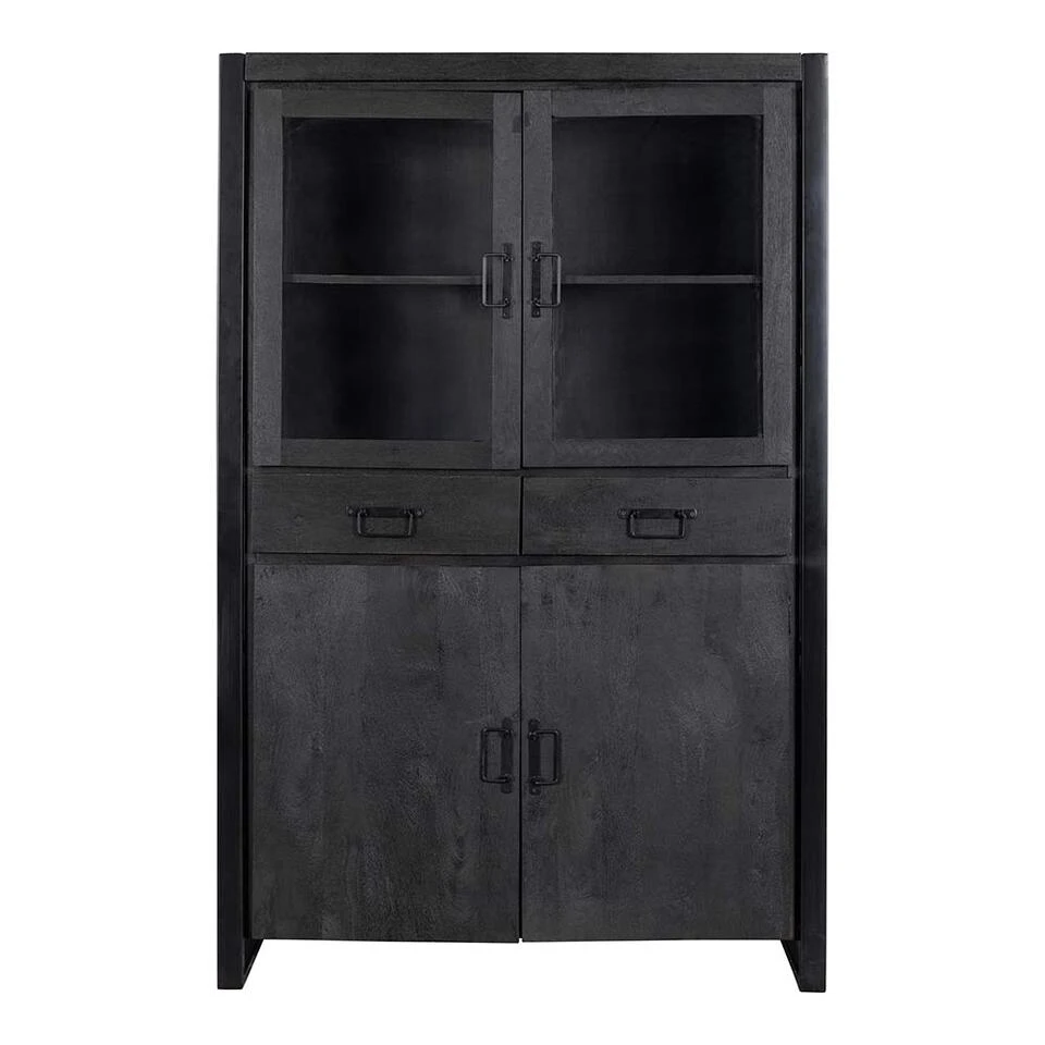 Vitrinekast Jersy Black - Mangohout - Zwart - Rechthoekig - Afbeelding 3