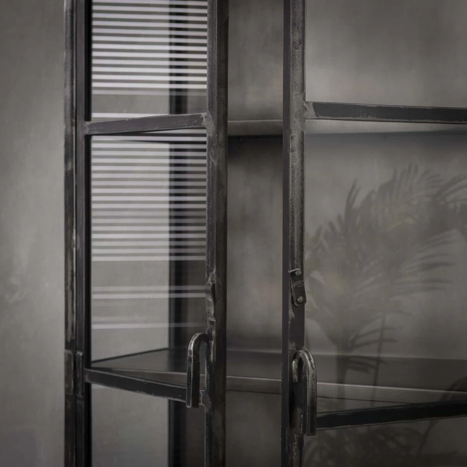 Giga Meubel Vitrinekast Zwart -Metaal - 2-Deurs - Kast Rift Metal - Afbeelding 4