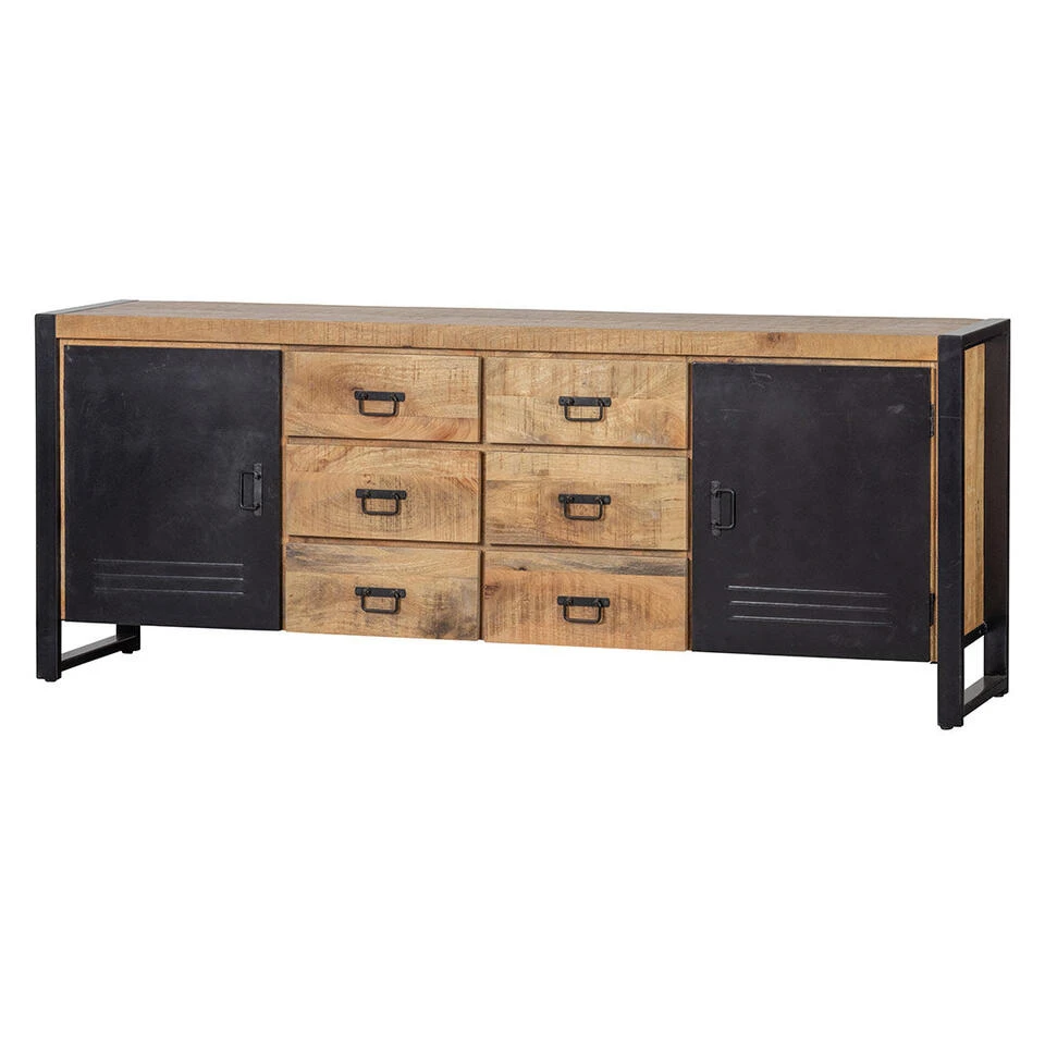 Dressoir Birmingham 200cm - Mangohout - Bruin - Rechthoekig - Afbeelding 4