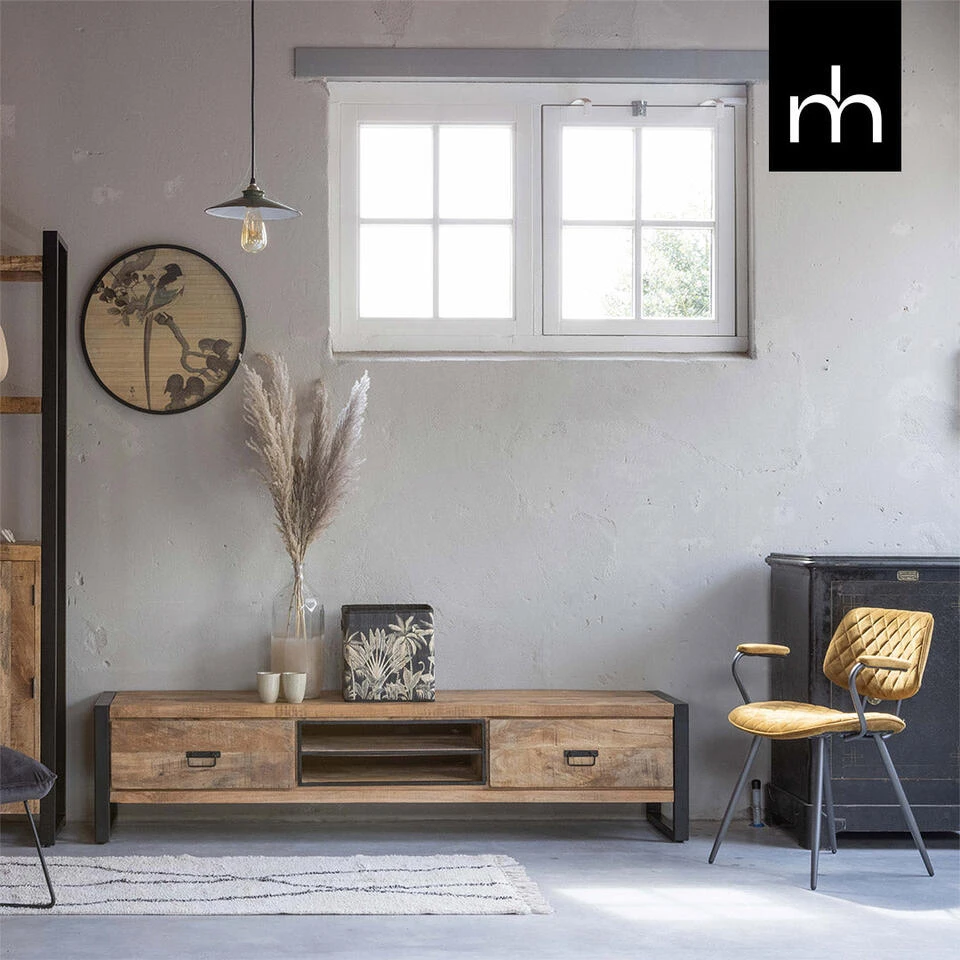 TV Meubel Stockton 180cm - Mangohout - Bruin - Rechthoekig - Afbeelding 3