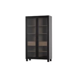 WOOOD Goos 2-deurs Vitrinekast - Grenen - Zwart/Walnoot - 200x110x44