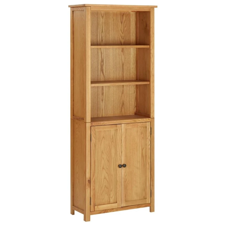VidaXL Boekenkast Met 2 Deuren 70x30x180 Cm Massief Eikenhout