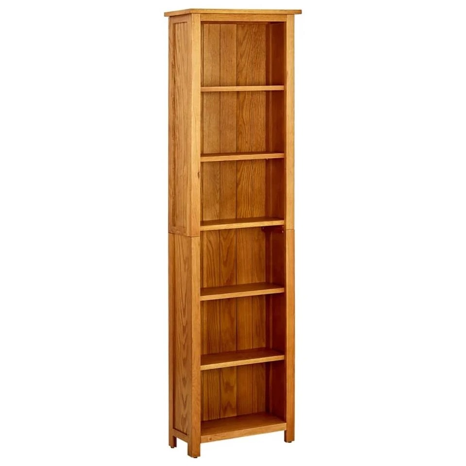 VidaXL Boekenkast Met 6 Schappen 52x22x180 Cm Massief Eikenhout