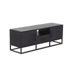 Giga Meubel Tv Meubel Zwart Visgraat - Mangohout - 140cm - Kast Isa