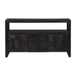 Dressoir Pittsburgh Black 140cm Met 3 Lades En 2 Deuren - Mangohout - Zwart
