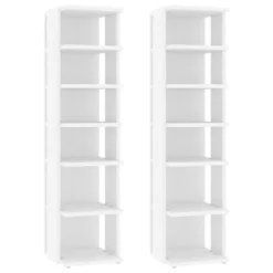 VidaXL Schoenenkasten 2 St 27,5x27x102 Cm Bewerkt Hout Wit
