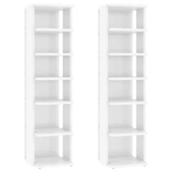 VidaXL Schoenenkasten 2 St 27,5x27x102 Cm Hoogglans Wit