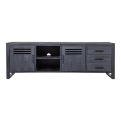 TV Meubel Henderson Black 180cm - Mangohout - Zwart - Rechthoekig