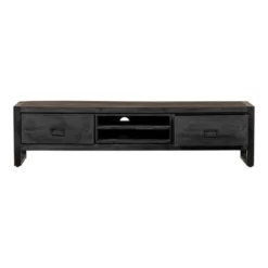 TV Meubel Stockton Black 180cm - Mangohout - Zwart - Rechthoekig