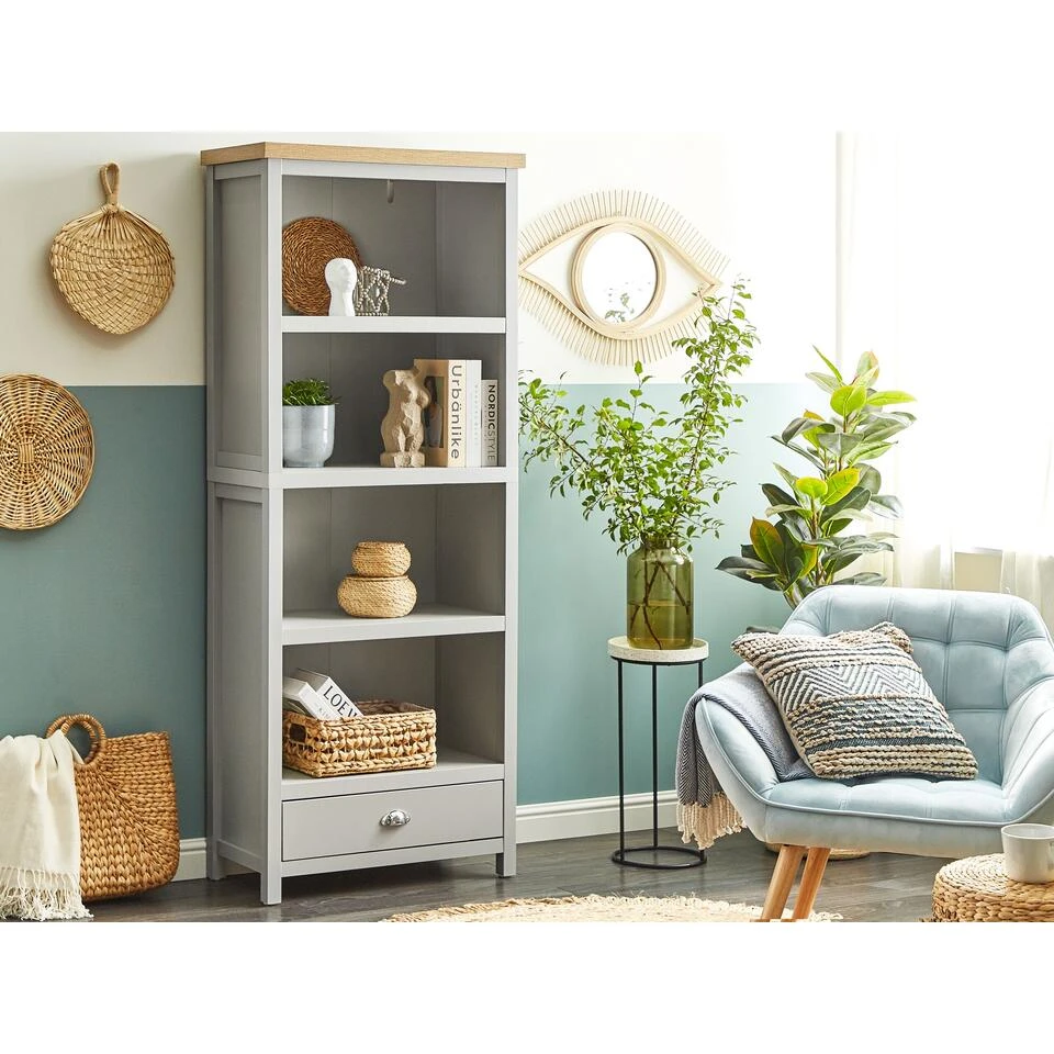 Beliani Boekenkast CLIO - Grijs Vezelplaat - Afbeelding 2