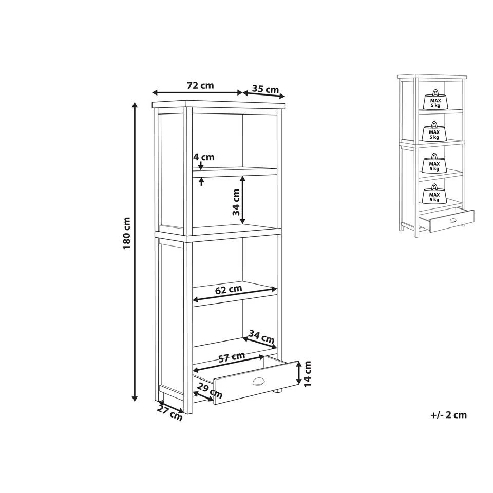 Beliani Boekenkast CLIO - Grijs Vezelplaat - Afbeelding 3