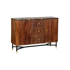 Giga Meubel Dressoir Bruin Mangohout - Zwart Marmer - 120cm - Japandi