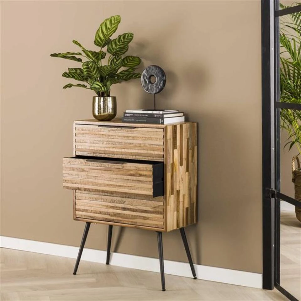 Hoyz - Ladekast 3L Teca Strip - Teakhout Verweerd - Afbeelding 2