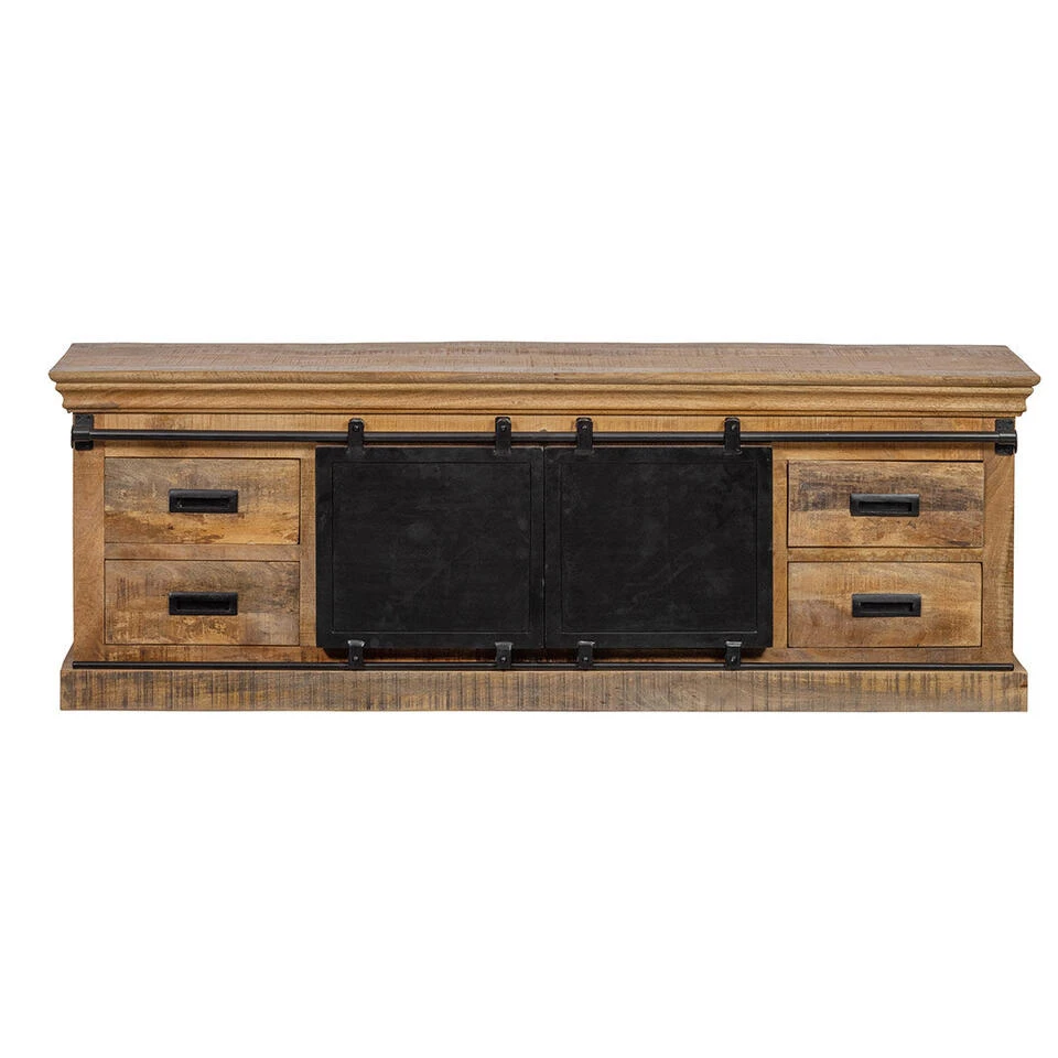 TV Meubel Portland 160cm - Mangohout - Bruin - Rechthoekig - Afbeelding 3