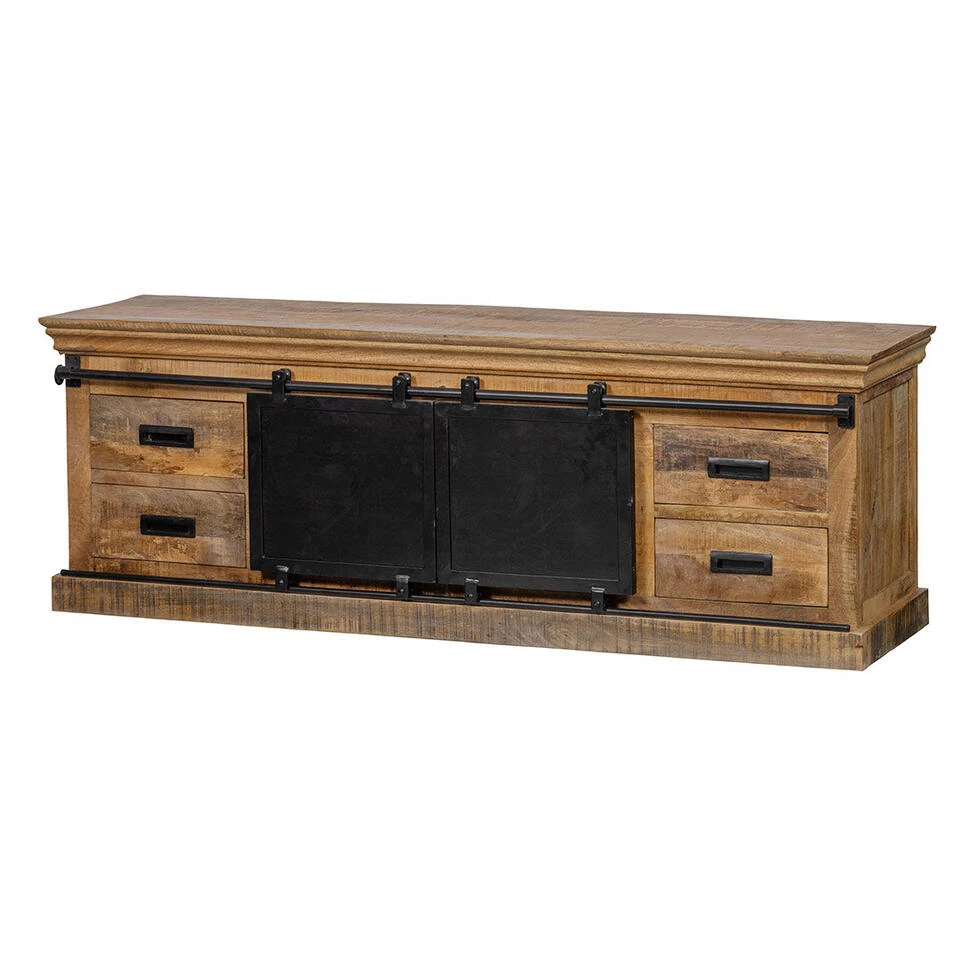 TV Meubel Portland 160cm - Mangohout - Bruin - Rechthoekig - Afbeelding 4