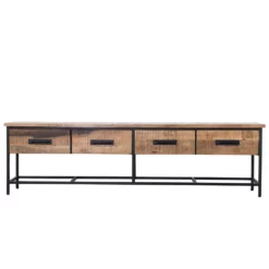 TV Meubel Zwart Met Hout - Hout & Metaal - 250x43x70cm - Tv-meubel Jules - Giga