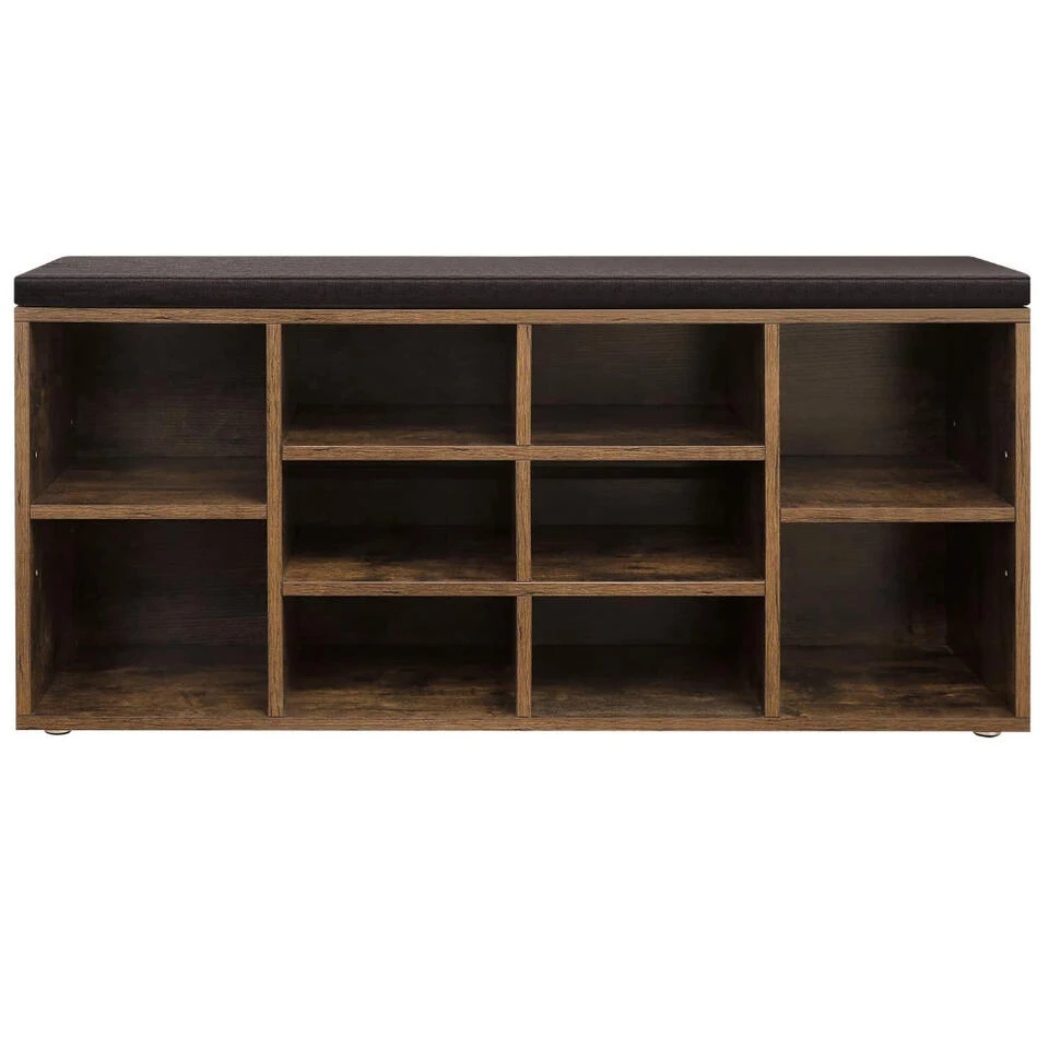 Schoenenbank - Met Kussen - 10 Vakken - 104x48x30 Cm - Vintage Bruin - Afbeelding 4