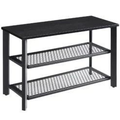 ACAZA Stevig Schoenenrek Met Frame En Zitbank, Zwart