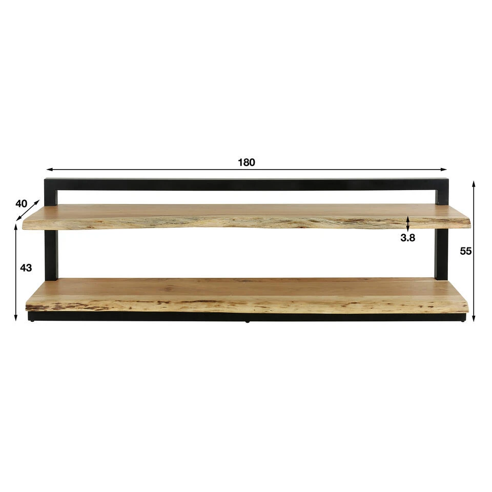 Giga Meubel Tv-Meubel Acaciahout - 180x55x30cm - Open - Kast Edge - Afbeelding 3