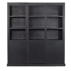 Giga Meubel Vitrinekast Metaal Zwart - 180x44x200cm - 3 Deurs - James