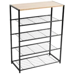 Schoenenrek Voor 12 Paar Schoenen Met Houten Plank