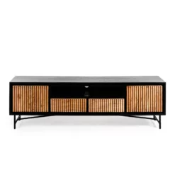 Giga Meubel Tv-Meubel Acaciahout - 40x180x50cm - Naturel/Zwart - Kast Patrick